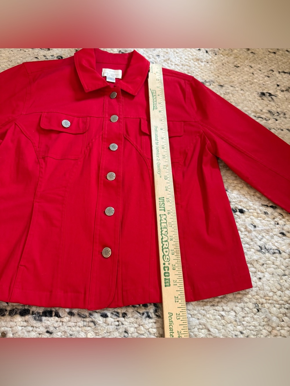 Christopher & Banks Red Cotton 3/4 sleeve lightweight Jacket - Picture 6 of 10